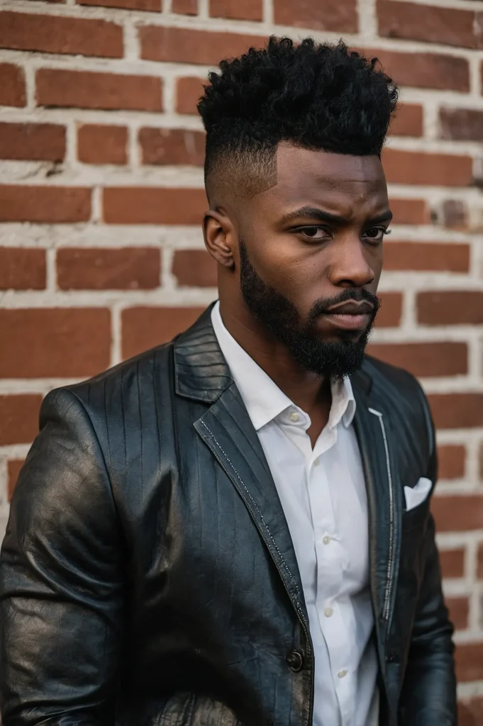 Textured Bangs Low Taper FadeA Black man wit