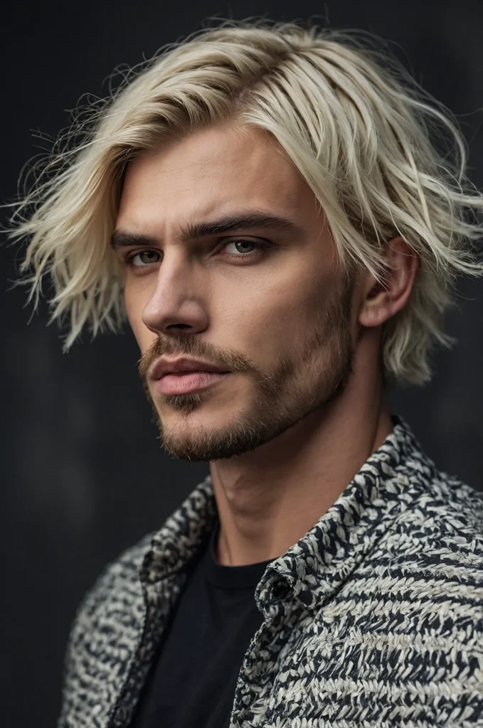 Textured Bob Cut White American male model w