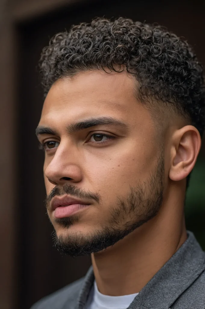 Tight Curls with Low Taper FadeMan with tight