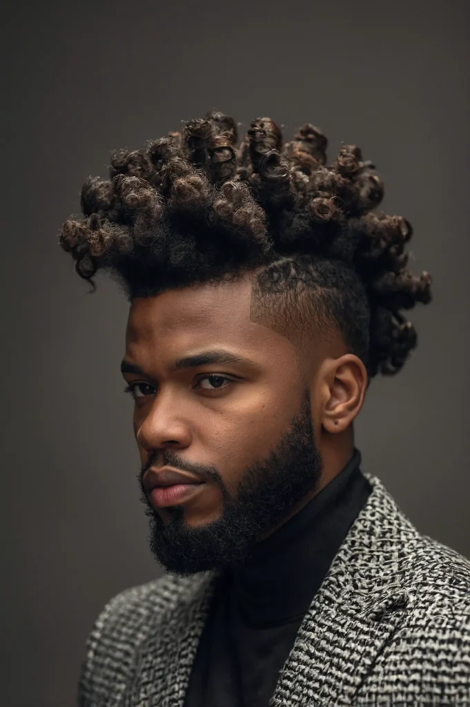 TwistOut Puff Temp FadeBlack man with twisto
