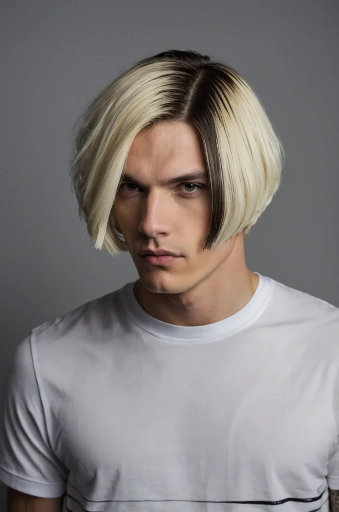 TwoTone Bob Cut White American male model wi