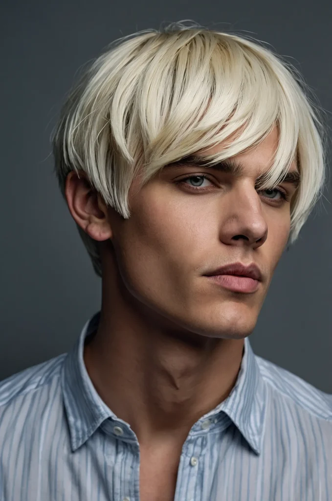 TwoTone Bob Cut White American male model wi