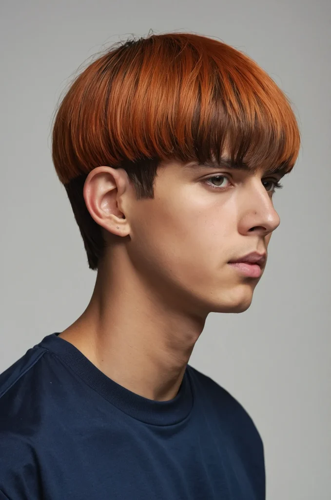 TwoTone Bowl CutUltrarealistic photo of a sin