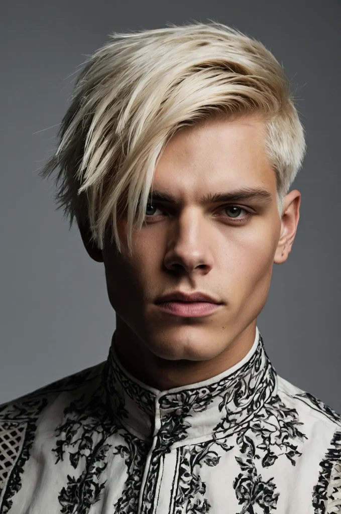 Undercut Bob Cut White American male model w