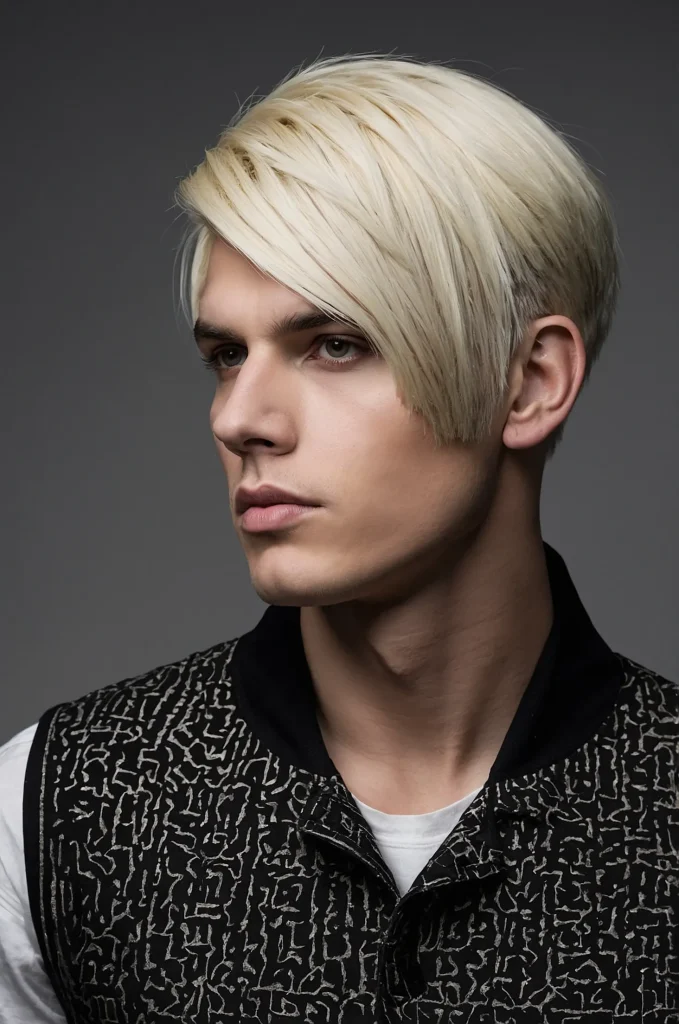 Undercut Bob Cut White American male model w
