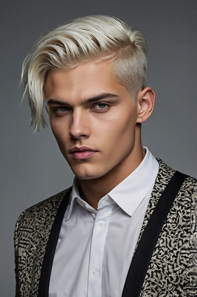 Undercut Bob Cut White American male model w