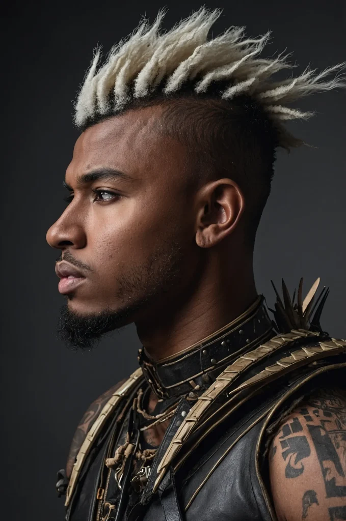 Warrior Mohawk Black male model with a warri