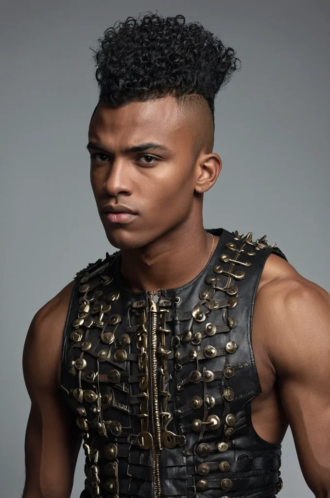 Warrior Mohawk Black male model with a warri