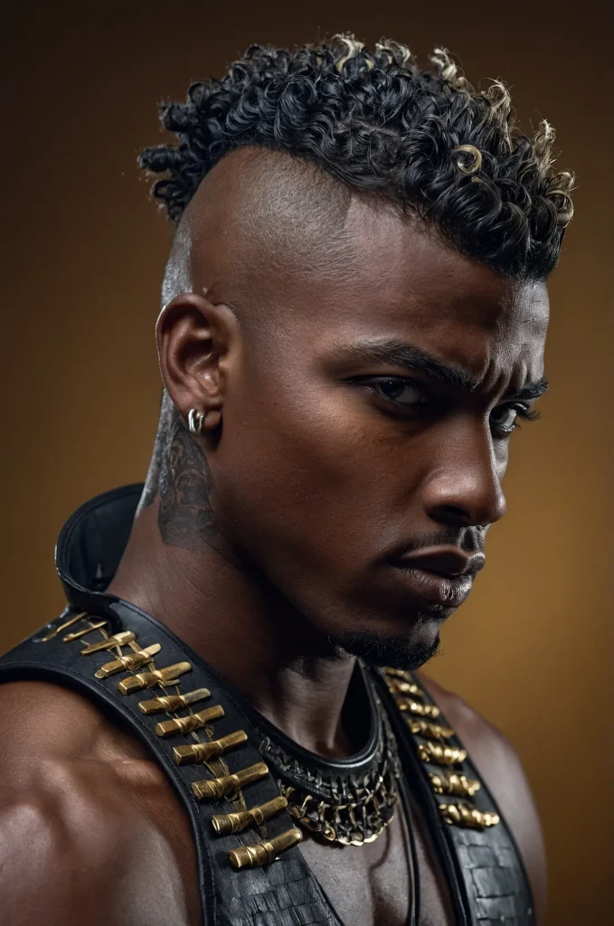 Warrior Mohawk Black male model with a warri