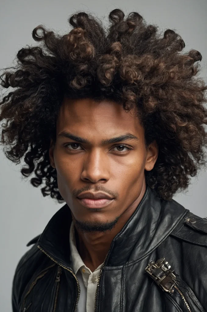 Warrior Shag Cut Black male model with a war