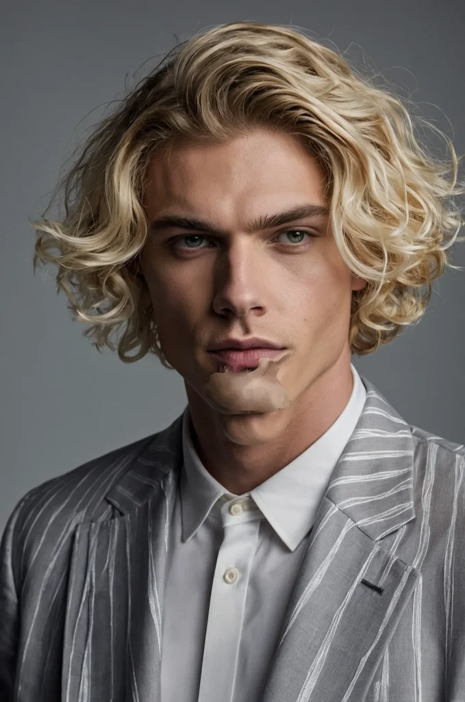 Wavy Bob Cut White American male model with