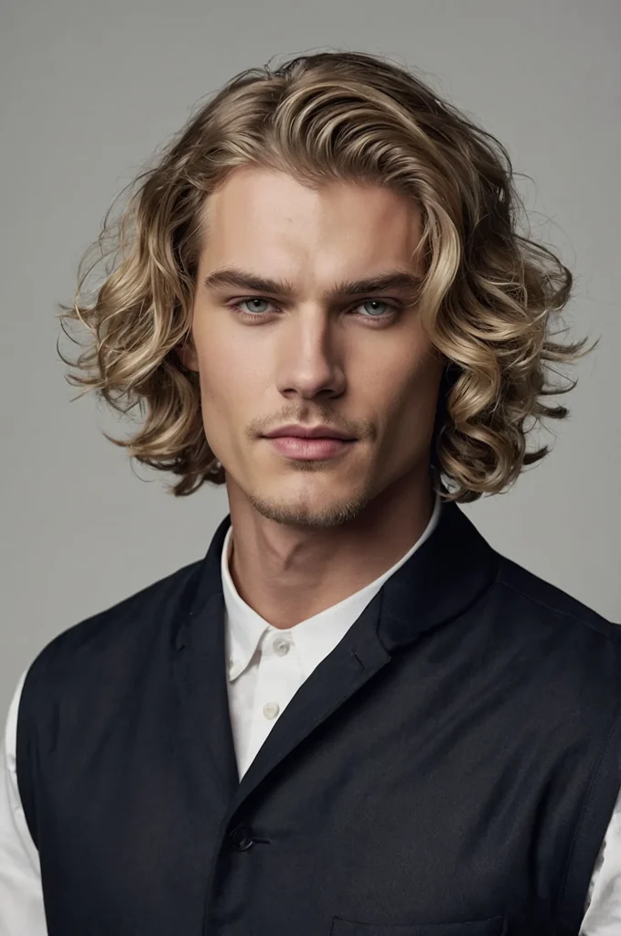 Wavy Bob Cut White American male model with