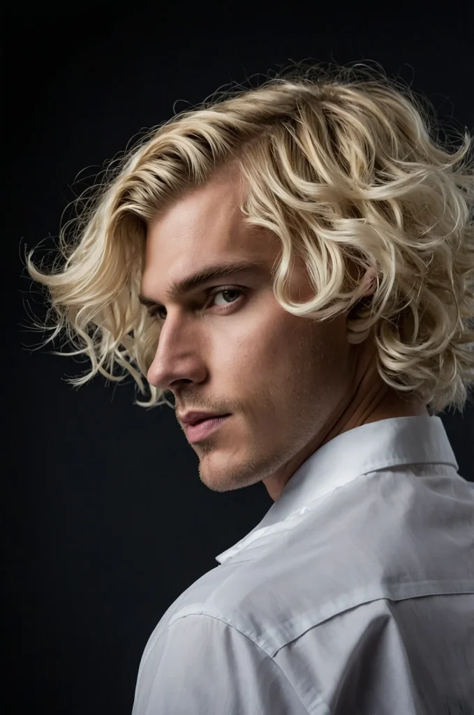 Wavy Bob Cut White American male model with