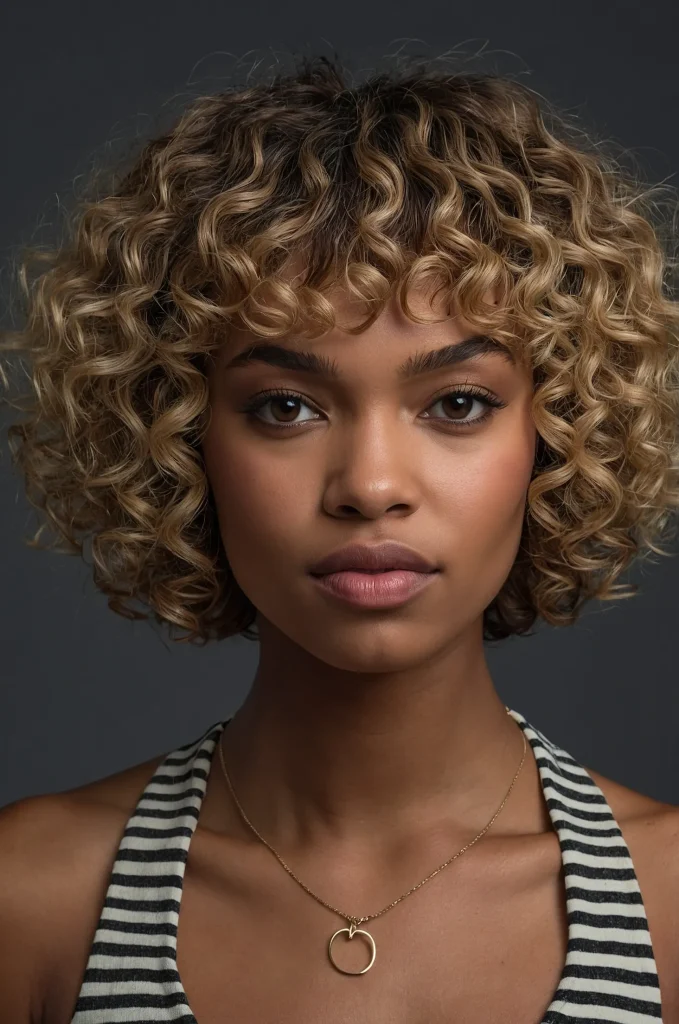 Curly Short Fringe with Short HairA Black