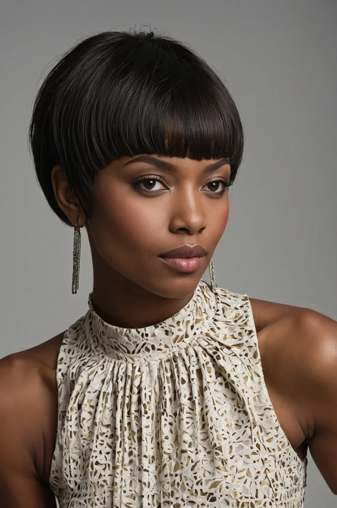 Short Blowout Taper FringeA Black woman wi