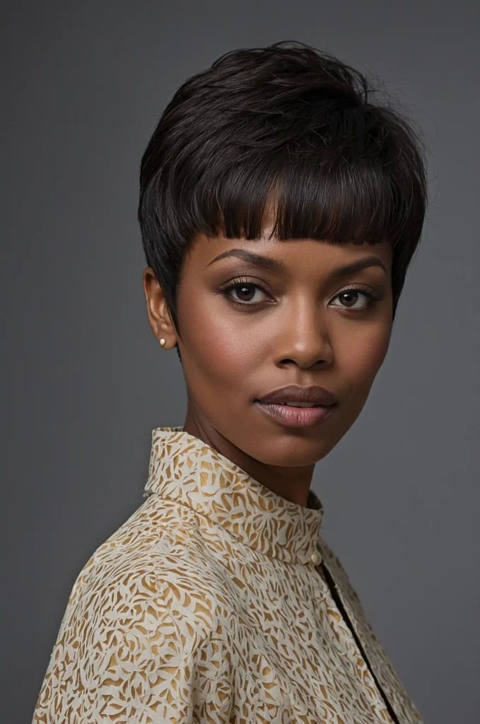 Short Blowout Taper FringeA Black woman wi
