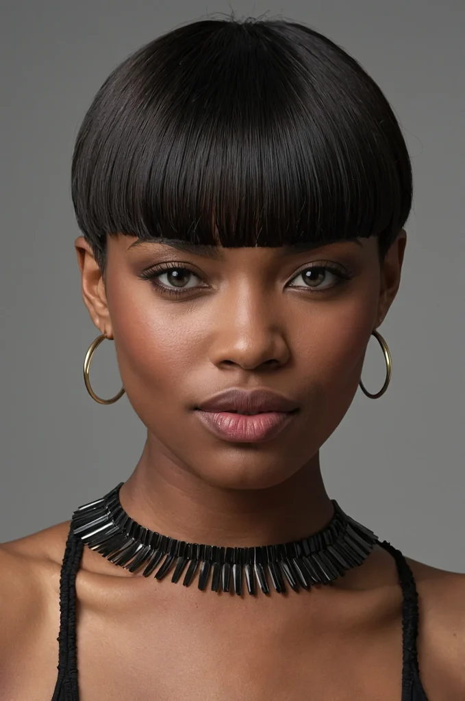 Short Low Taper FringeA Black woman with s