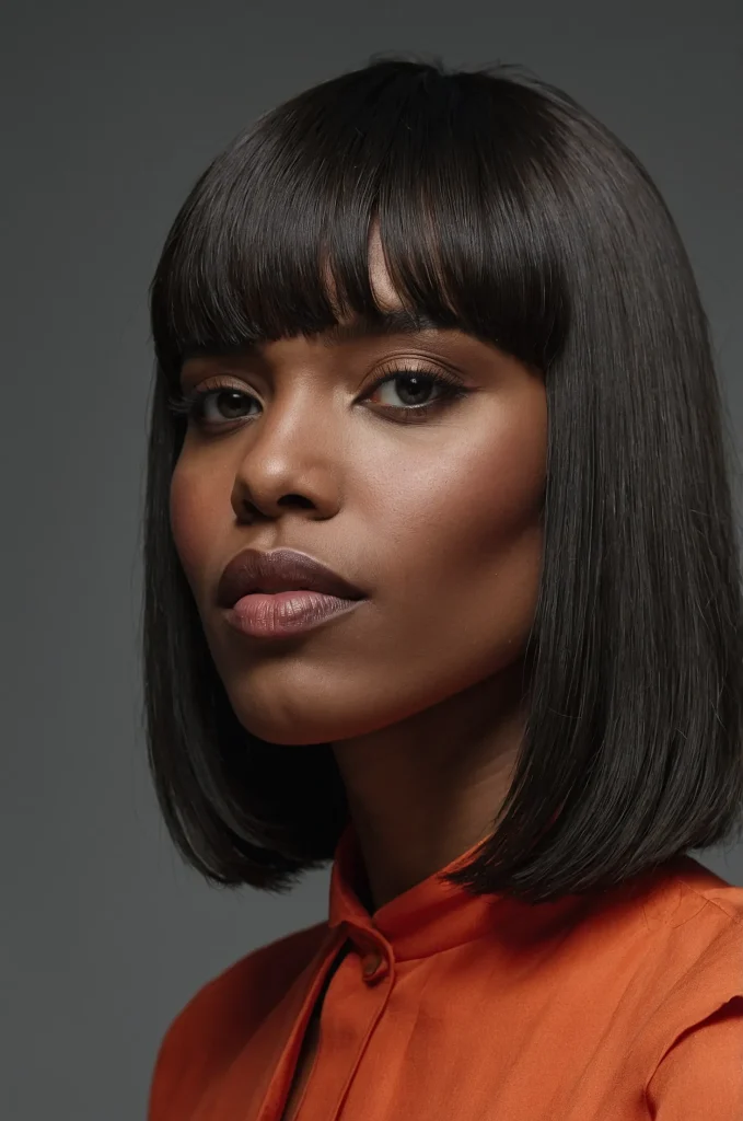 Long Low Taper FringeA Black woman with ex