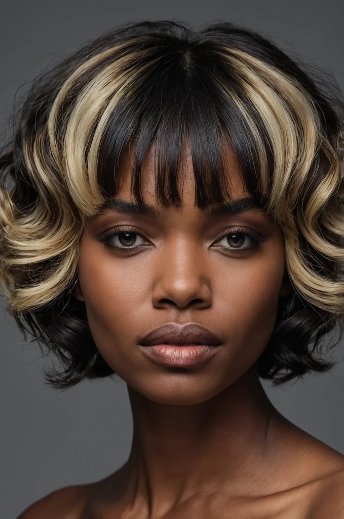 Wavy Short Fringe with Short HairA Black w
