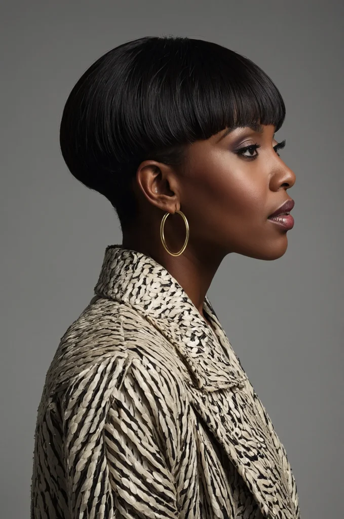 SideSwept Low Taper FringeA chic Black wom