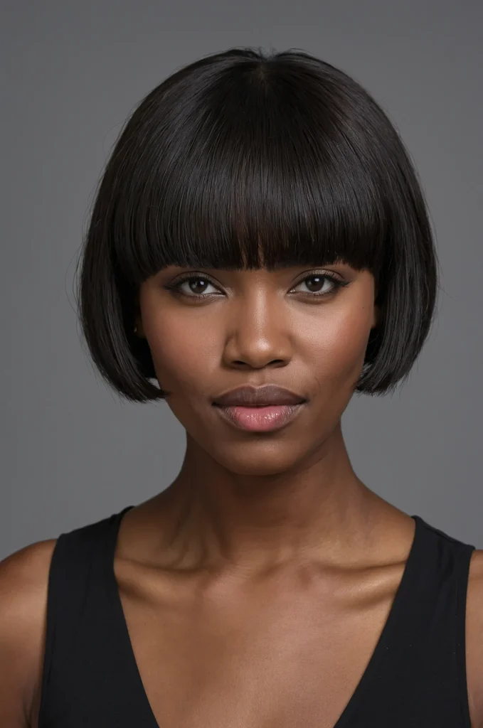 Arched Short Fringe with Short HairA Black