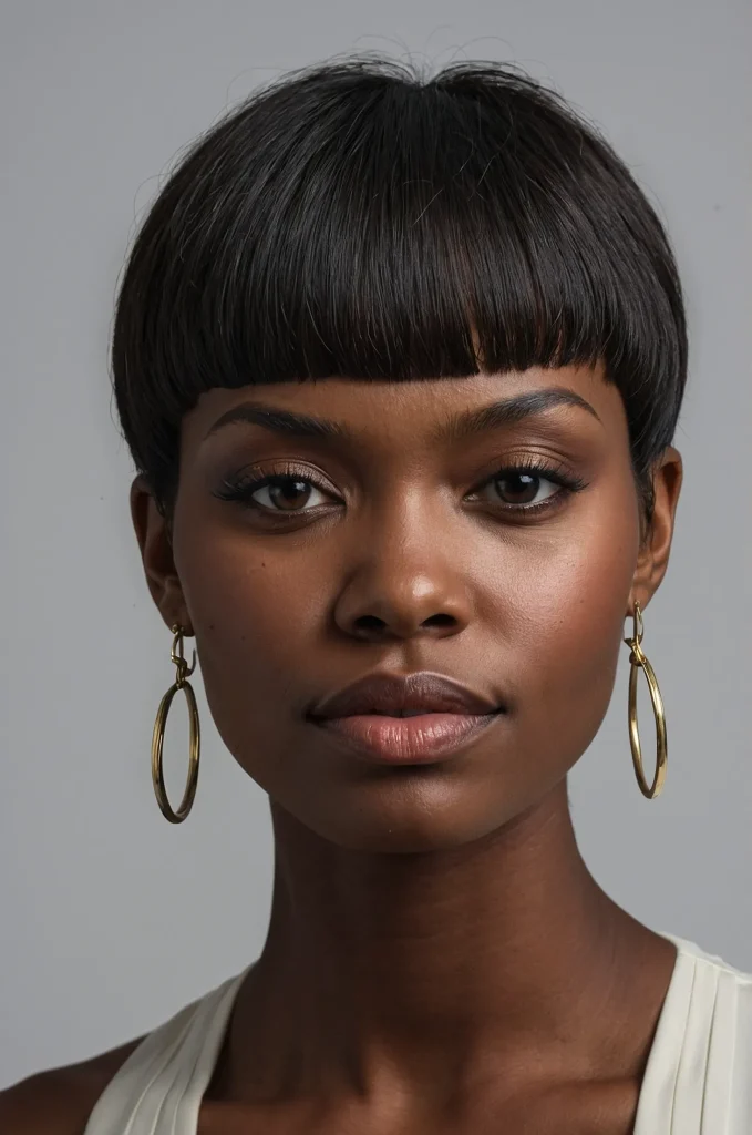 Arched Short Fringe with Short HairA Black