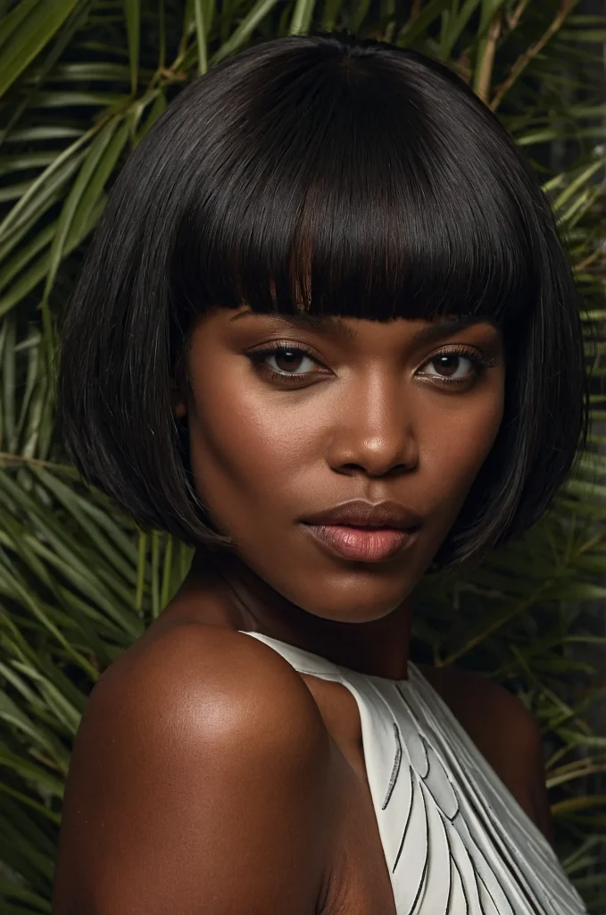 Arched Short Fringe with Short HairA Black