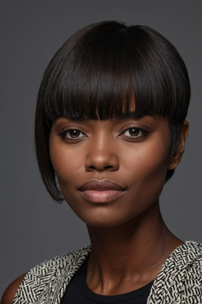 Arched Short Fringe with Short HairA Black