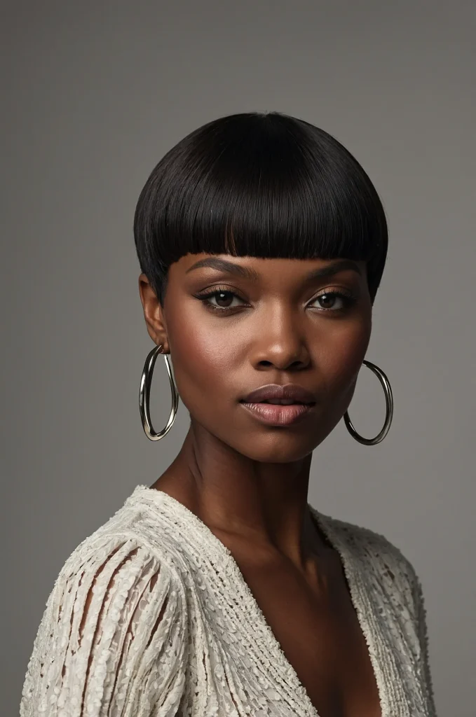 Arched Short Fringe with Short HairA Black