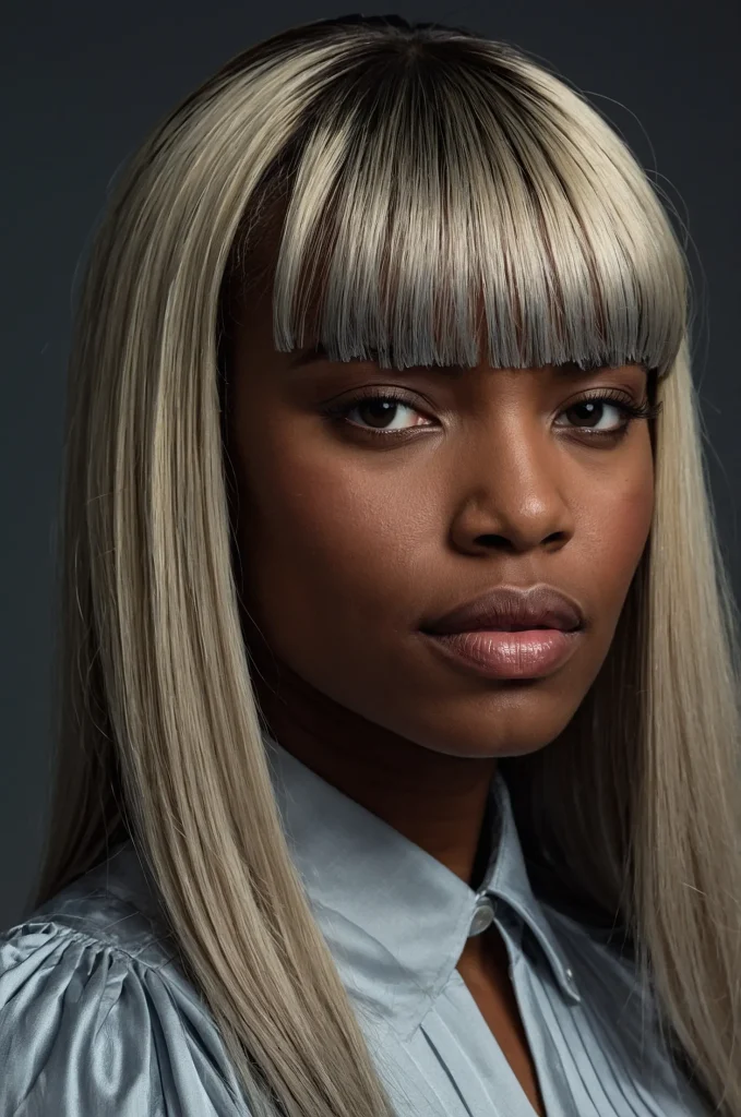 Curtain Blowout Taper FringeA Black woman