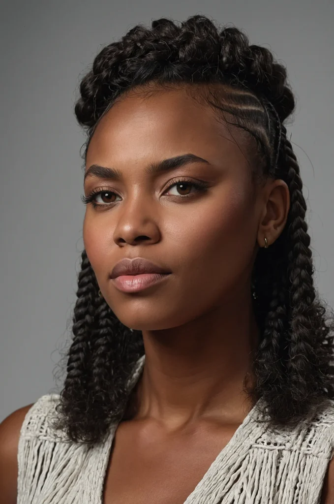 Braided Blowout Taper FringeA Black woman