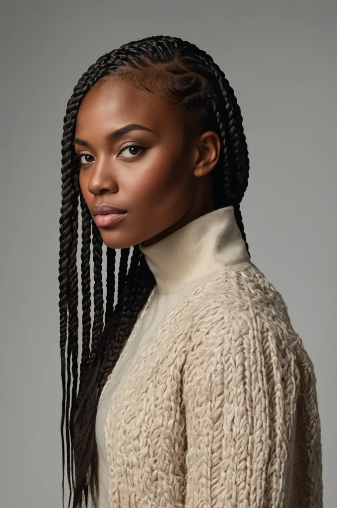 Braided Blowout Taper FringeA Black woman