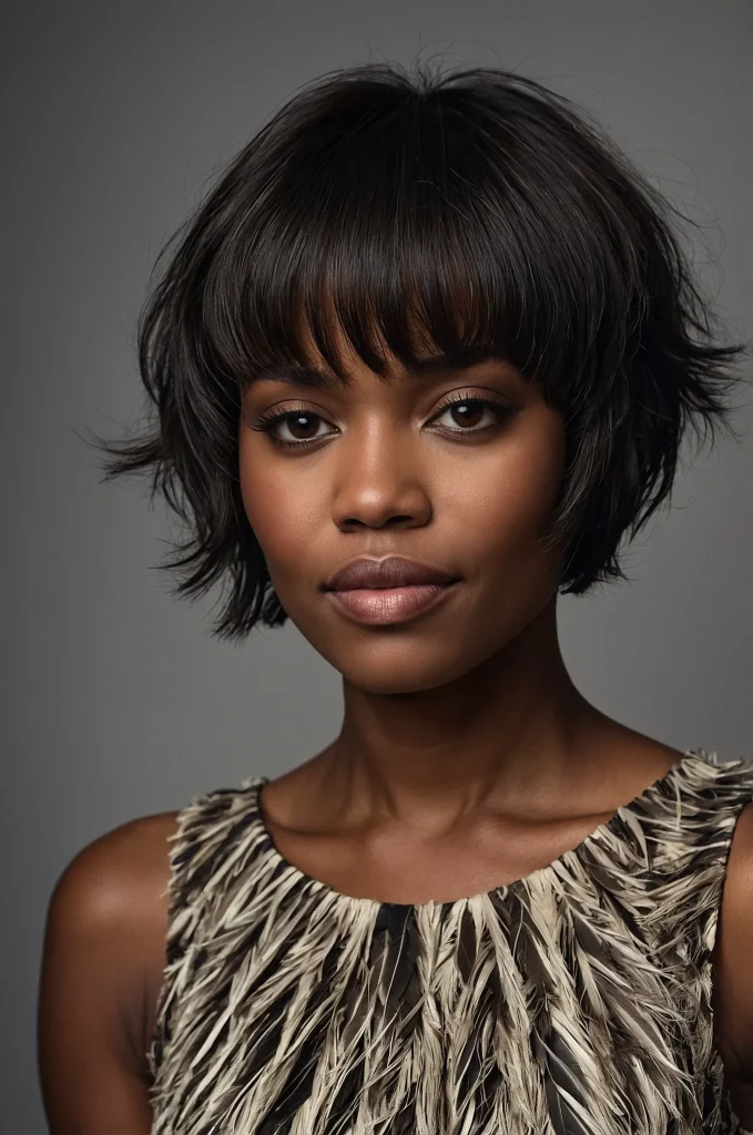 Feathered Short Fringe with Short HairA Bl