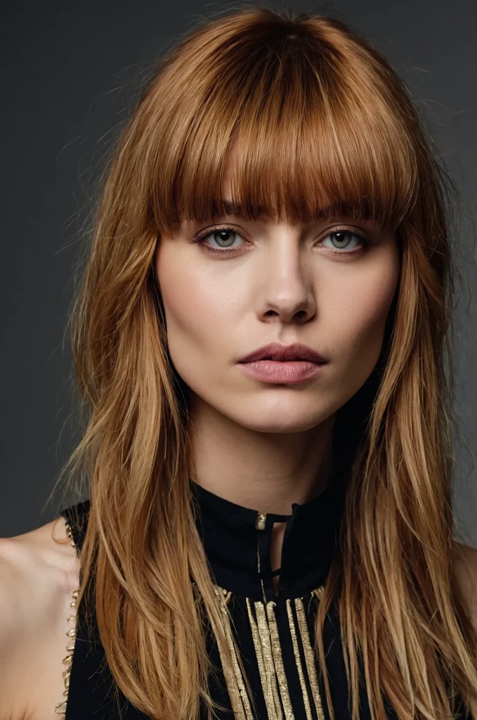 Textured Fringe BangsA woman with layered