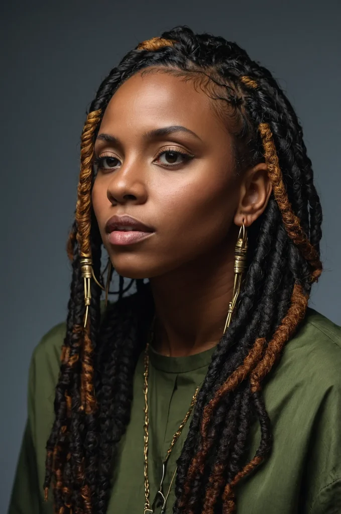 Locs Low Taper FringeA Black woman with sh