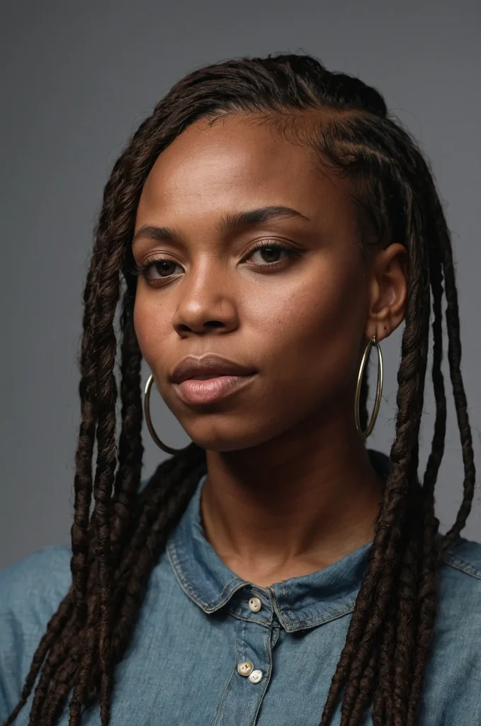 Locs Low Taper FringeA Black woman with sh