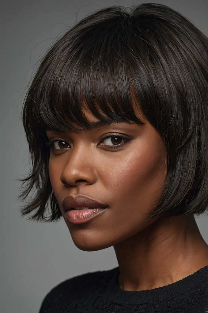 Textured Short Fringe with Short HairA Bla