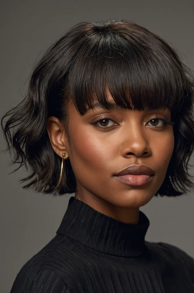 Textured Short Fringe with Short HairA Bla