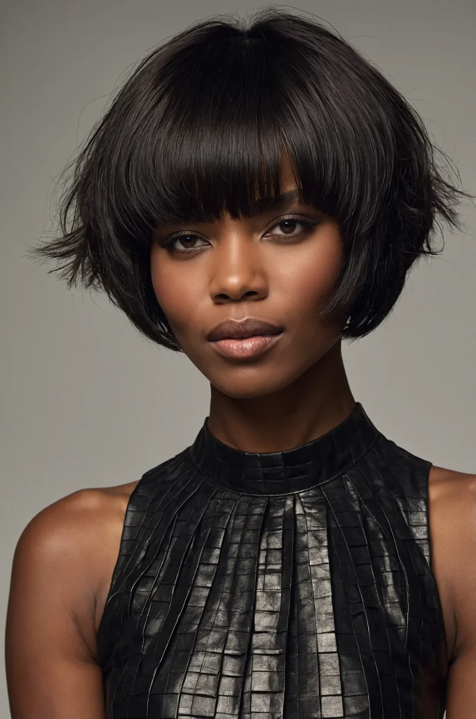 Textured Short Fringe with Short HairA Bla