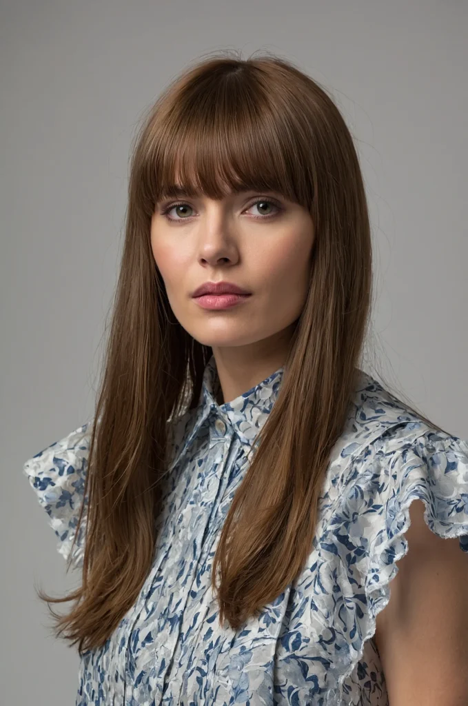 Long Fringe BangsA woman with extended fri
