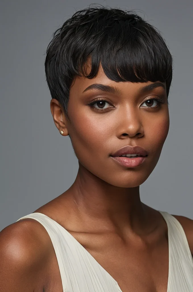 Pixie Short Fringe with Short HairA chic p
