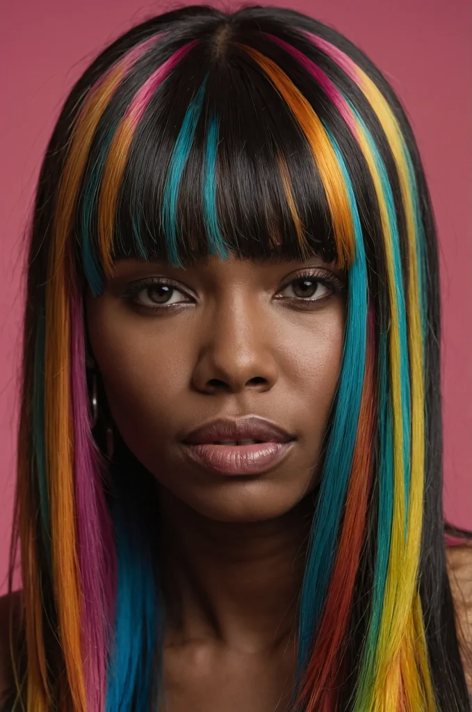 TwoTone Long Fringe with Long HairA Black