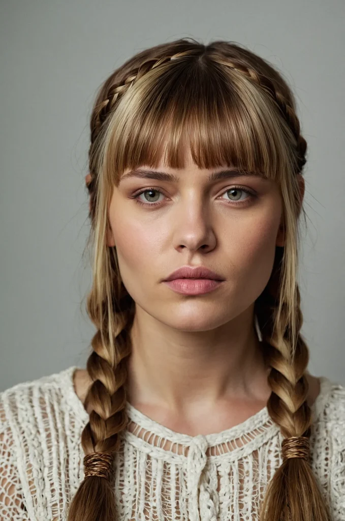 Braided Fringe BangsA woman with small bra