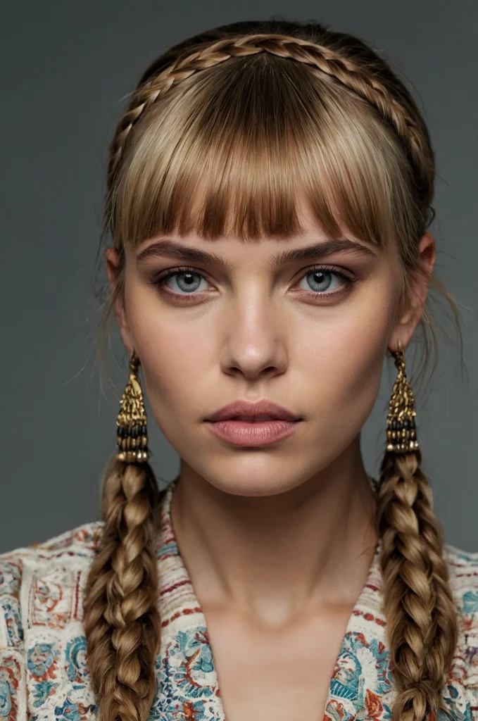Braided Fringe BangsA woman with small bra