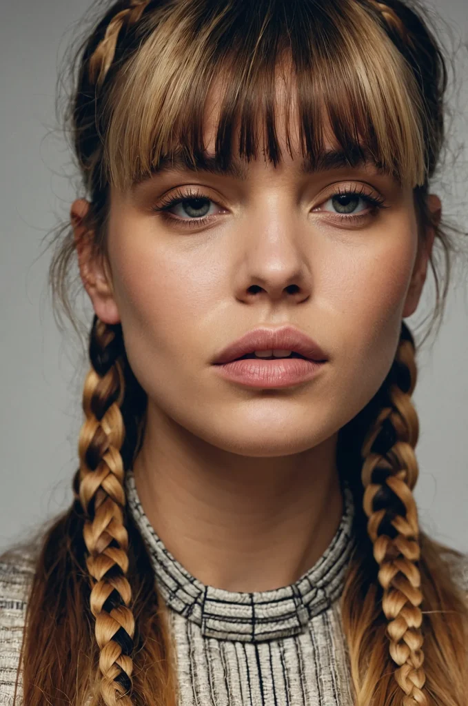 Braided Fringe BangsA woman with small bra