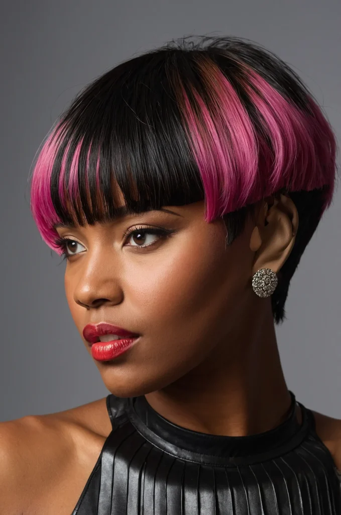 TwoTone Short Fringe with Short HairA Blac