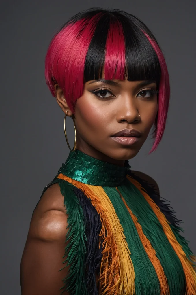 TwoTone Short Fringe with Short HairA Blac