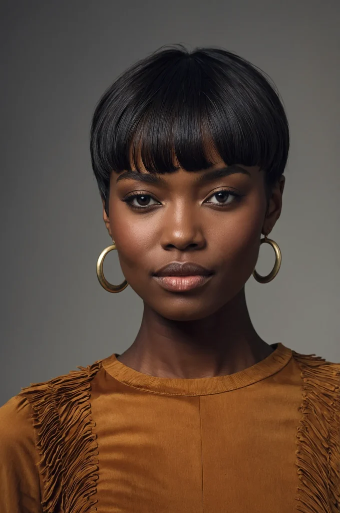 Classic Short Fringe with Short HairA Black