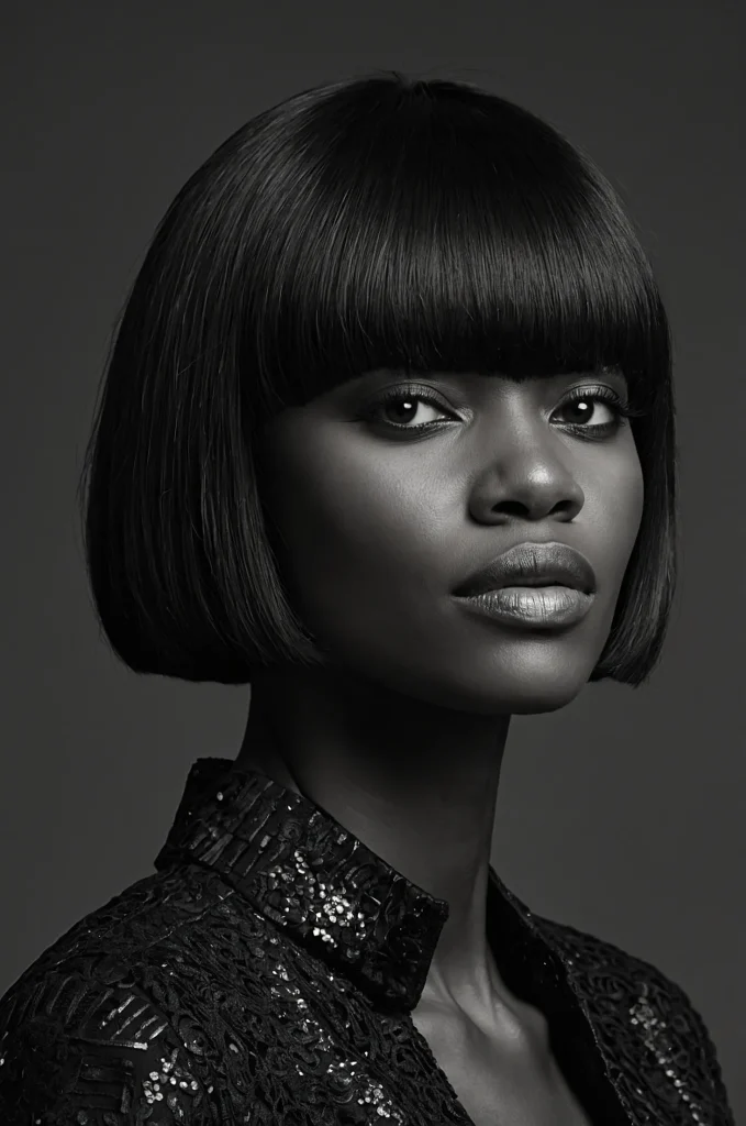Blunt Short Fringe with Short HairA Black w