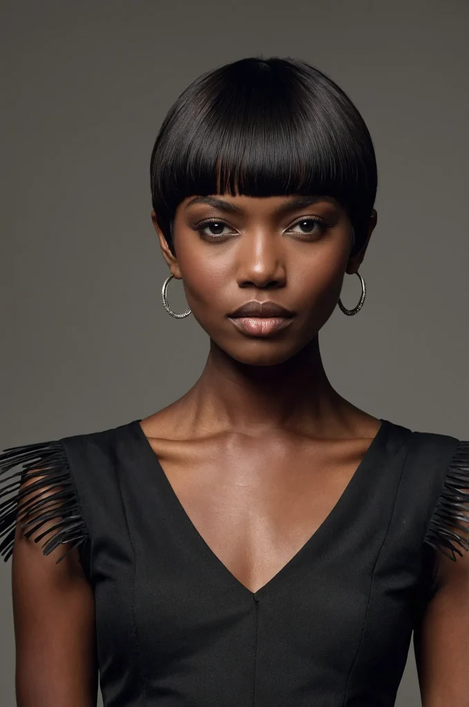 Blunt Short Fringe with Short HairA sleek s